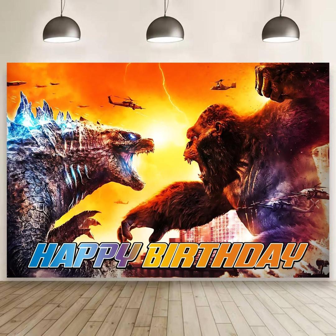 Godzilla Happy Birthday Backdrop, 5x3ft Birthday Banner for Kids Party Supplies Decorations