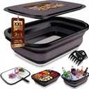 (30L/ 8 Gal) XXL BBQ Prep Tub, Collapsible Meat Prep Tub with Lid, 3-in-1