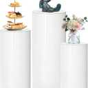 Cylinder Stands for Party, 3Pcs White Cylinder Pedestal Stand, Cilindros Para Fiestas Cake Table Stand Parties Round Cylinder Display Plant Stand for Wedding Birthday Decor 23.6''(L) 21.65"(M) 19.69"(S)