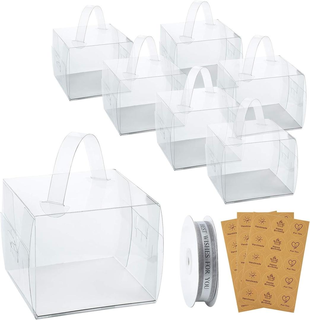 BURLIHOME 6x6x5Inch Transparent Bakery Boxes,20Pcs Clear Cake Box for Cake Chocolate Donut,Treat Boxes Gift for Party Wedding Graduation