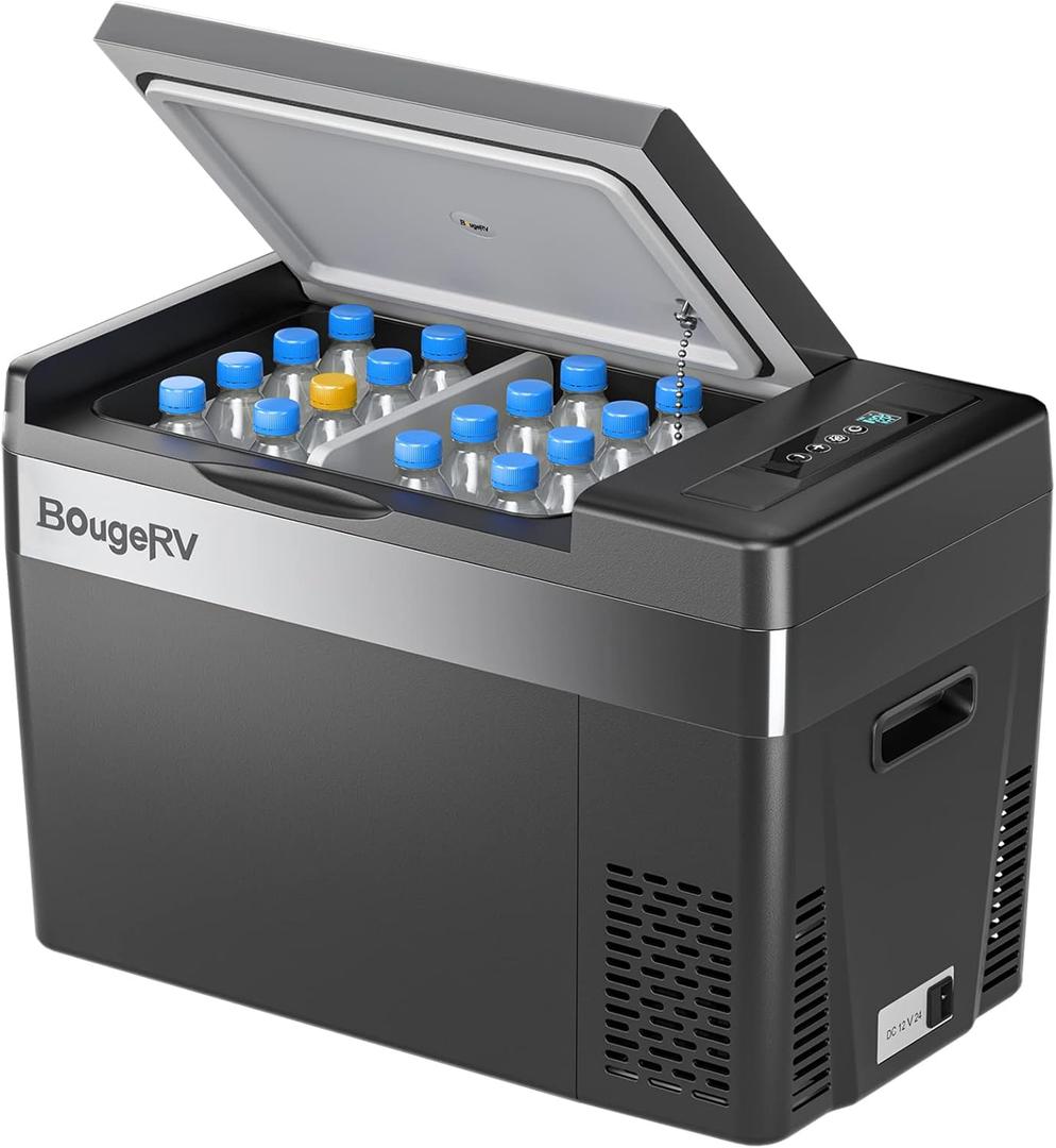 BougeRV 12v refrigerator 30 Quart, -8℉~50℉ Portable Freezer for Car, Black
No Ice Needed, Use as Fridge or Freezer, Fast 15-Min Cool to 32°F, 12/24V DC, 110V AC, Electric Cooler for Camping, Road Trip