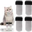 4Pcs Cat Boots, Paw Covers Anti-Scratch Cat Foot, Adjustable Mesh Cat Claw Protectors Non-Slip Breathablesuitable for Pet Bathing, Cutting Nails, Injecting, (S, Gray) 
