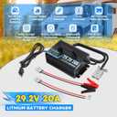 24V 20A Lithium Battery Charger 29.2V LiFePO4 Battery Charger 24 Volt Lithium Charger 0V Wake Up LiFePO4 Charger with Indicator, 3 Connectors for 25.6V LiFePO4 Battery of RV, Boat,Truck, Marine, Solar