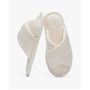 Slippers for Women Memory Foam House Bedroom Corduroy Crossbands Open Toe Slides Sandals Shoes Comfy Trendy Gift for womens Anti-Skid sole, Size 40/41