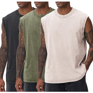 Mens Workout Tank Tops Sleeveless Tee Shirts Men Muscle Shirt Gym Acid Wash T Shirts Running Beach Loose Fit Tee, Size XL