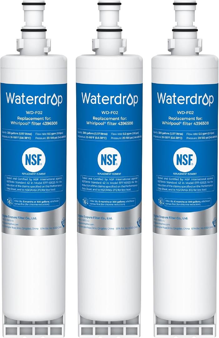 Waterdrop 4396508 Replacement for Everydrop Filter 5, EDR5RXD1, Whirlpool WF-NLC240V, 4396510, NLC240V, PNL240V, 4396508p, 4396547, 4392857, LC400V Refrigerator Water Filter, 3-Pack