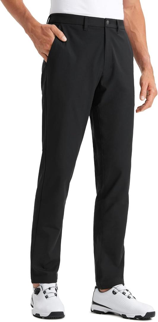 CRZ YOGA Men's All Day Comfy Golf Pants - 28"/30"/32"/34"/36" Quick Dry Lightweight Work Casual Trousers with Pockets (40W x 34L, Black)