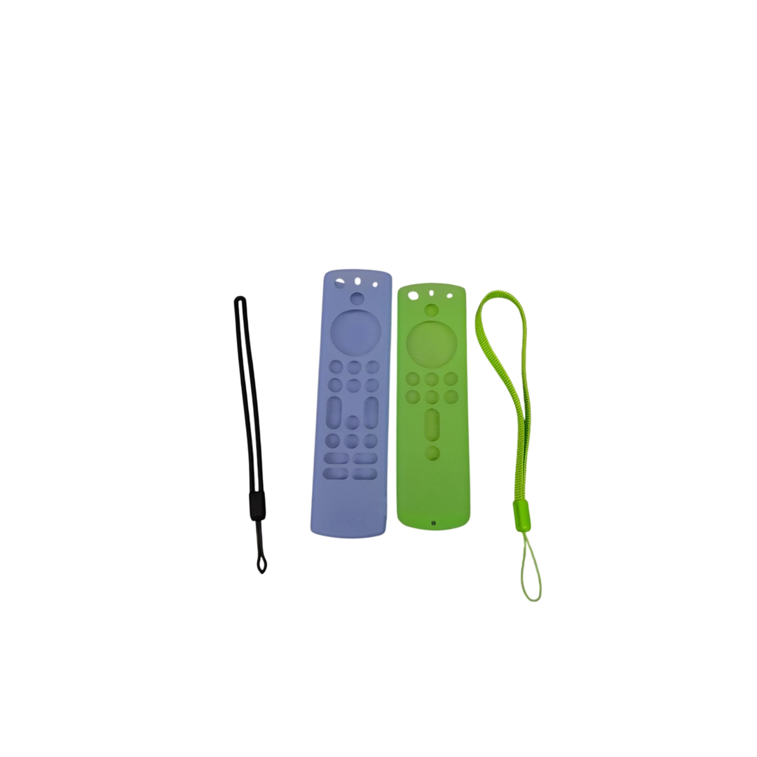 OneBom (2Pcs) Silicone Remote Cover Glow in The Dark for Firetv 4K Max (2nd)/Insignia/Pioneer/Omni (QLED) Series with Lanyard, Lightweight Anti-Slip Shockproof(Glow Green&Glow Blue)