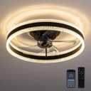 Flush Mount Ceiling Fan, Ceiling Fans with Lights and Remote, 6 Winds Speeds, 20 Low Profile Ceiling Fan 3000-6000K Dimmable LED Light for Bedroom, Living Room, Dining Room and Kitchen (1215B)