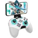 Hall Effect Bluetooth Controller for Switch/PC/iPhone/Android/Apple Arcade MFi Games/Mac/TV/Steam, Pro Wireless Game Controller with Phone Clip with Lock Speed/6-Axis Gyro/Dual Motors/Turbo/Switch Key
