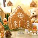 Soaoo Christmas Gingerbread Tree Topper Plush Stuffed Gingerbread Tree Topper 7.7 Inch Cute Plush Stuffed House Hanging Ornaments for Christmas Party Holiday Festive Home Decor Gifts