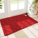 Walensee Indoor Doormat, Front Door Mat for Entrance (24"x35" Red) Machine Washable Entryway Rug, Non Slip Trapper Door Rugs Absorbent Dirt Low Profile Shoes Scraper Inside Floor Mats for Entry