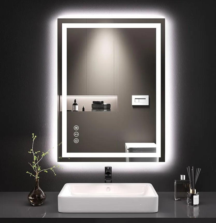 LOAAO 20X28 LED Bathroom Mirror with Lights, Anti-Fog, Dimmable, Backlit + Front Lit, Lighted Bathroom Vanity Mirror for Wall, Memory Function, Tempered Glass, Shatter-Proof, ETL Listed