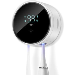 Toothbrush Holder and Cleaner for Bathroom,Minimalist Desktop and Wall Mounted Electric Toothbrush Razor Holder, Automatic Open Close Cover, Clean, Dry for Home Business Travel