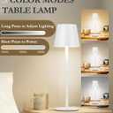 2Pack Cordless Table Lamp, 5200mAh IP54 Waterproof Rechargeable Battery Desk Lamp, 3 Color Stepless Dimming Up, Battery Operated Lamp for Kitchen/Bedside/Outdoor/Restaurant (White)