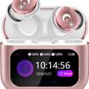 Sleep Earbuds Bluetooth 5.4 in Ear Smart Touch Screen Ear Buds, 48H Playtime Mini Sleep Headphones Small Design for Side Sleepers, 5 EQ Modes, Crystal-Clear Calls, IPX7 Waterproof Earphones Rose Gold