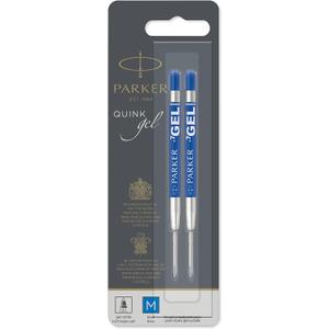 PARKER QUINK Ballpoint Pen Gel Ink Refills, Medium Tip, Blue, 2 Count