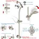 Handheld Showerhead & Rain Shower Combo for Easy Reach, 27.5" Drill-free Stainless Steel Slide Bar, 5of 5-setting Handheld Shower and Showerhead, with 5ft Hose -Brush Nickel