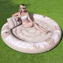 SLOOSH Inflatable Tanning Pool Lounger Float,72" x 65" Pool Floats Adult with Pillow,Luxury Fabric Large Suntan Tub Raft Floatie,Sunbathing Bed Lounge for Water Blow Up Party Gifts,Champagne