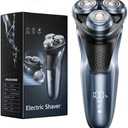 Electric Razor for Men, Electric Shaver for Men Face, with Pop Up Trimmer Waterproof Wet Dry Rechargeable Shaver Travel-Friendly Blue