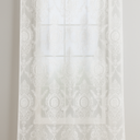 White Sheer Curtains for Living Room Bedroom, Scalloped Sheer Curtain Floral Embroidered Farmhouse Window Drapes Vintage European Tulle Retro Style, Rod Pocket, , 82"x52" 