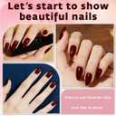 Burgundy Press on Nails Almond with Nail Tabs,120pcs Medium Almond Press on Nails,12 Sizes Glossy Burgundy Medium Fake Nails,Full Cover Acrylic Nails Press ons for Women