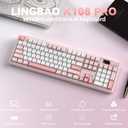 LINGBAO K108 Pro Wireless Mechanical Pink Creamy Keyboard with Number Pad, White & Pink