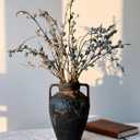 Ceramic Rustic Vase for Home Decor - 9.8Inch Handmade Farmhouse Vases,Decorative Vase for Living Room,Centerpieces,Mantels - Vantage Brown