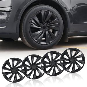 Model Y Wheel Covers 19 inch Juniper Crossflow 2025 2026,19" Hurricane Matte Black Wheel Hubcaps Compatible with Tesla Model Y Accessories 2025 2026 (Refreshed Juniper Only 4PCS)