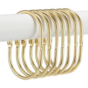 24 Pcs Shower Curtain Rings, Goowin Shower Curtain Hooks, Oval Snap Shower Rings for Curtain, Metal Gold Shower Curtain Rings Rust Proof, Glide Smoothly Shower Hooks for Shower Curtain Rod (Gold)