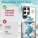 Toycamp for Samsung Galaxy S23 Ultra Case - Compatible with Magsafe Credit Card Holder Wallet Magnetic Cute Women Teen Girls Kawaii Girly Unique Sea Turtles Design Phone Cover for Galaxy S23 Ultra