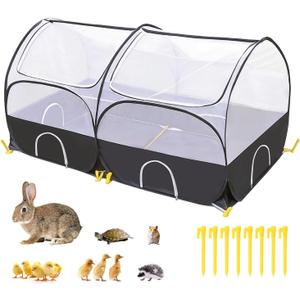 SlowTon Small Animals Playpen - Portable Chicken Coop Run Large Chick Brooder 59"x31"x30" with Detachable Bottom, Pop Up Pet Enclosure Cat Tent for Guinea Pig Bunny Puppy Indoor Outdoor (Arched Top)