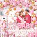 Christmas Gingerbread Baby Shower Decoration,Pink Gingerbread House Snowflake Party Supplies A Sweet Baby Girl is On The Way Balloons Boxes Tablecloth Backdrop Cake Topper for Winter Xmas Party Decor