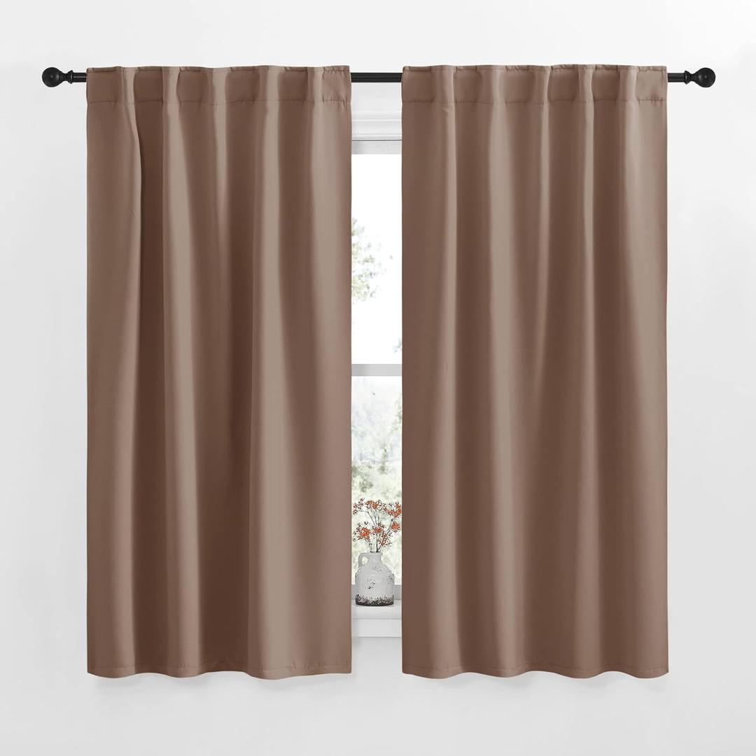 NICETOWN RV Curtains for Camper Windows - (Cappuccino Color) 34x54 Inch, 2 Panels Set, Thermal Insulated Room Darkening Blackout Drapes/Draperies with Rod Pocket & Back Tab for Half Window