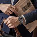 Compatible with Samsung Galaxy Watch Ultra Bands 47mm (2024) Men Women, No Gap Wide Rugged Strap with One Click Stainless Steel Connectors for Samsung Galaxy Watch Ultra (Leather-Black/Black)