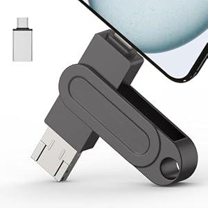 512GB Qainerly Photo Stick for Phone Flash Drive, 4in1 Memory Stick for Photos and Videos USB Stick External Storage Compatible for iPhone/ iPad/ Android/ PC