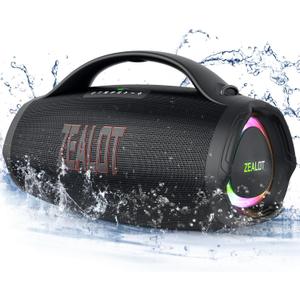 ZEALOT Portable Bluetooth Speaker 2025, 160W RMS Speaker Bluetooth Wireless, IPX6 Waterproof, Loud/ 36000mah/ EQ/USB/TF/AUX, Great Bass or Home, Outdoor, Party, Travel (Black)