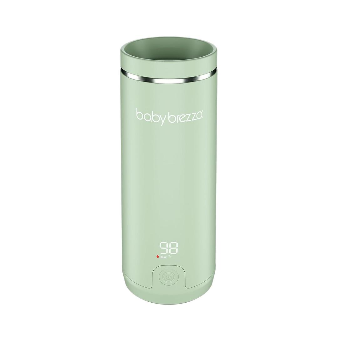 Baby Brezza SuperFast Portable Bottle Warmer 3x Faster than Others, Travel Milk Formula Warmer with 4 Temperature Settings, 9oz Capacity, USB Rechargeable, Safe & Even Heating, No Adapters, Sage Green