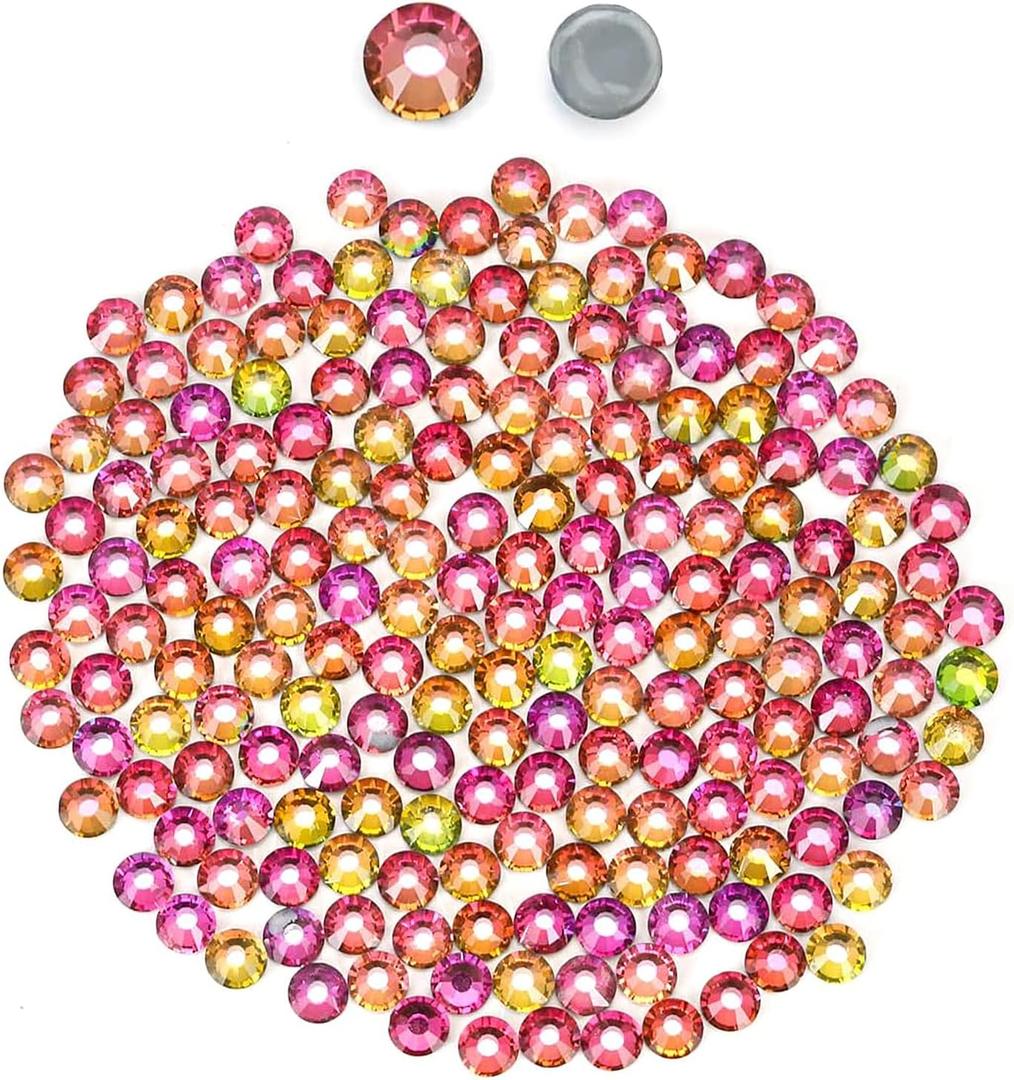 2 x Novani Hotfix Rhinestones,Rainbow Glass Round Glitter Crystals Sparkly Gems for Crafts Clothes Shoes Bag DIY Decoration (SS20/4.8MM/1440pcs)