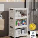 OlarHike 23QT Stackable Storage Bins with Lids - Folding Storage Box with Doors and Wheels, Collapsible Plastic Storage Bins for Closets and Organization, Bathroom, Gifts, 3 Pack Cubes