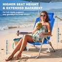 SUNNYFEEL Backpack Beach Chairs for Adults, Mid-Height 5-Position Reclining | 180 Lay Flat Oversized Folding Portable Beach Chair with Cup Holder Towel Bar Heavy Duty for Beach/Lawn/Outdoor/Camping