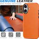 SHIELDON Genuine Leather Case for iPhone 17 6.3 Inch 2025 | Compatible with Magsafe, Updated Camera Button, Magnetic Wireless Charging, Anti-Scratch, Shockproof, Protective Phone Cover - Orange