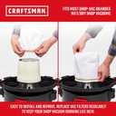 CRAFTSMAN CMXZVBE38770 Cloth Filter Bag Wet Dry Vac Replacement Vacuum Filter, Washable and Reusable Super Performance Filter for Most Shop-Vac Branded Shop Vacuums