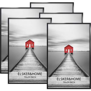 ELSKER&HOME 16x24 Poster Frame 5 Pack, Black Picture Frame for Horizontal or Vertical Wall Mounting, Sturdy and Scratch-proof
