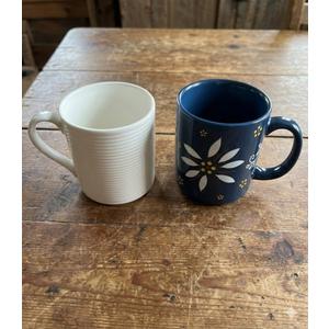 14oz White Mug, 14oz Blue Floral Mug, Dishwasher Safe,