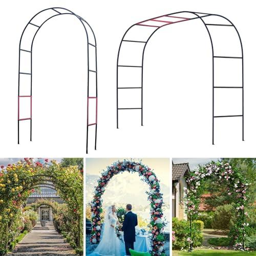 Thickened 0.7mm Tube Garden Arch Trellis - 4.6ft Wide x 7.9ft High or 7.6ft Wide x 6.4ft High - Garden Trellis for Climbing Plants - Stable Garden Arbor, Birthday Party Wedding Arch Decoration, Without Base