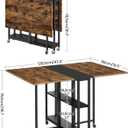 CHOEZON Folding Dining Table, Movable Dining Table, Expandable Kitchen Table, Versatile Table with 6 Wheels and 2-Tier Shelf, for Dining, Living Room, Apartment, Rustic Brown TCZ01BF, 47.4"L x 31.5"W x 30.1"H