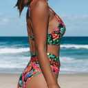 Hilinker Women's Leopard Bikini Swimsuits V Neck High Waisted 2 Piece Bathing Suits (M)