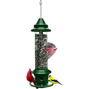 Squirrel Buster Plus Squirrel-proof Bird Feeder w/Cardinal Ring and 6 Feeding Ports, 5.1-pound Seed Capacity, Adjustable, Pole-mountable (POLE ADAPTOR SOLD SEPARATELY), Green