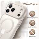 3 x for iPhone 17 Pro Max Case for Women Girls,Compatible with MagSafe,Camera Control,Full Camera Protection, Cute Wave Magnetic Phone Case for iPhone 17 Pro Max,Stone